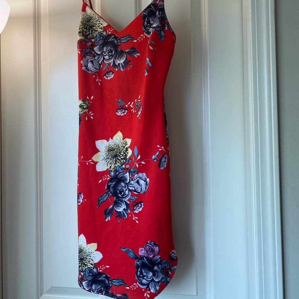 Red floral dress!